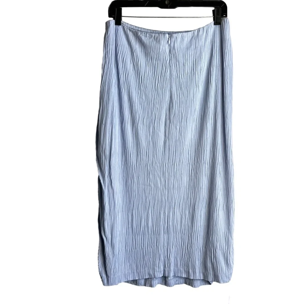 NWT M.M. LaFleur Willoughby midi Skirt Pleat Jersey light blue Size 8 - Picture 7 of 9